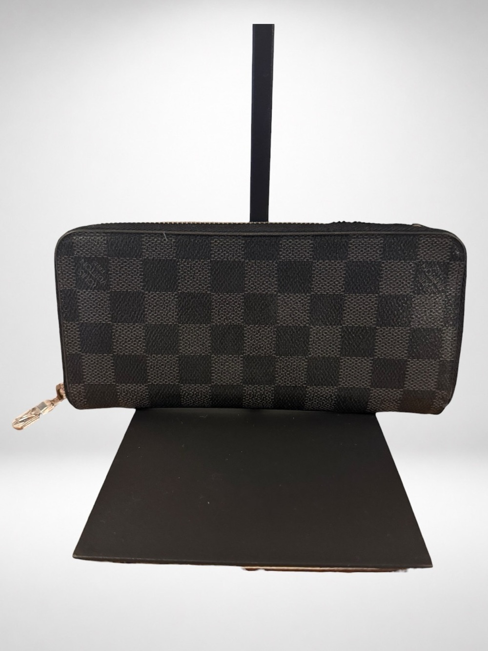 Louis Vuitton Damier Graphite Zip Around Long Wallet Black Gray Made in Spain